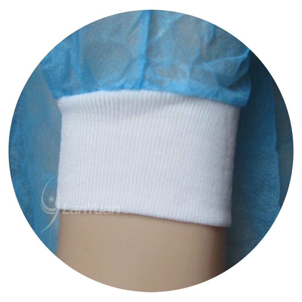 PP Blue Isolation Gown With Kintted Cuffs