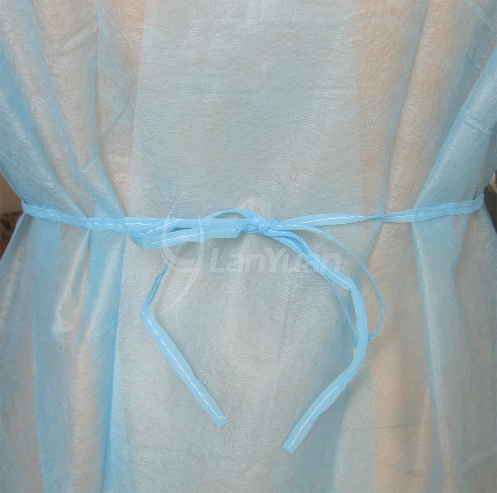 ثوب العزلة PP أزرق فاتح مع مطاطا الكفات