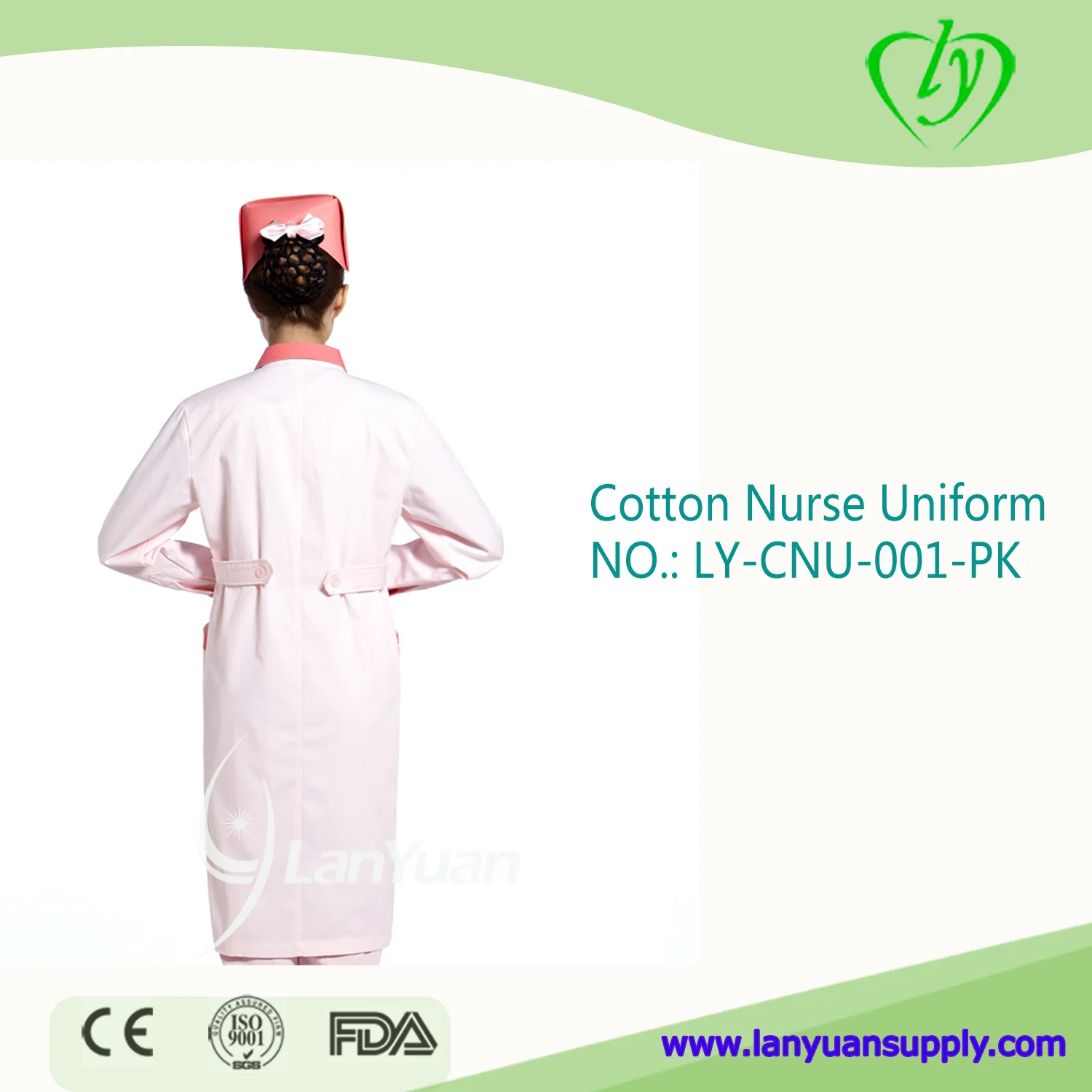 Rosa Baumwolle / Polyester-Baumwolle Winter-Krankenschwester Uniform