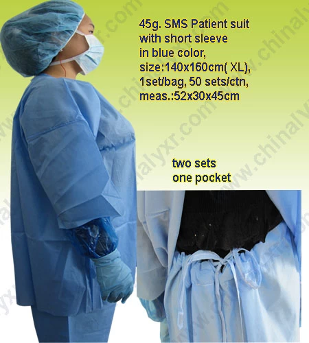SMS Patient Suit with Short Sleeve in Blue