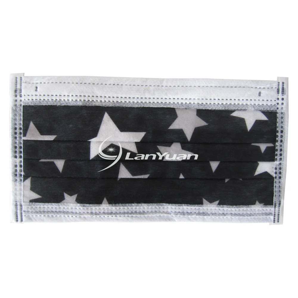Single Piece Package Black Face Mask with Five-Pointed Stars Pattern