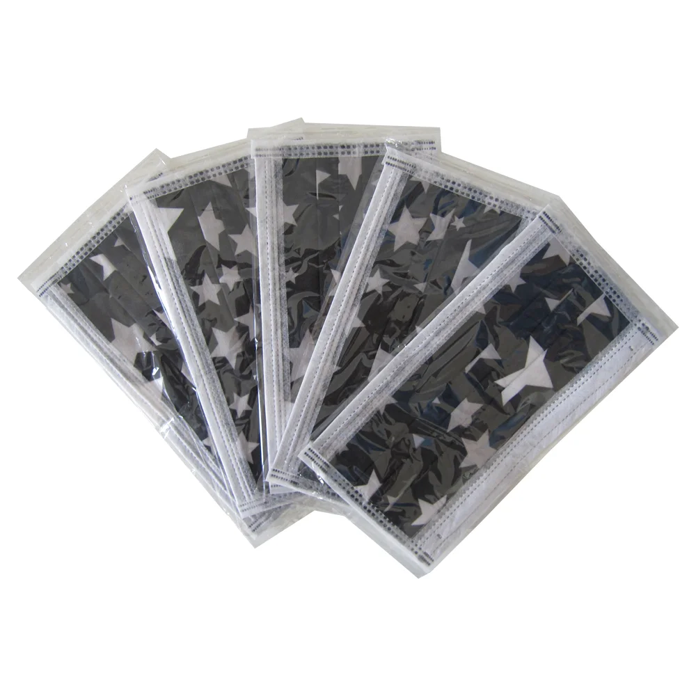 Single Piece Package Black Face Mask with Five-Pointed Stars Pattern