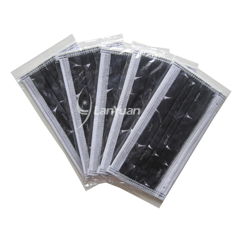 Single Piece Package Black Nonwoven Face Mask with Towers Pattern