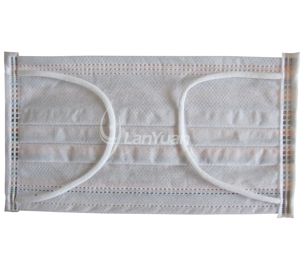 Single Piece Package Ear Loop Nonwoven Face Mask With Army Green and Orange Stripes