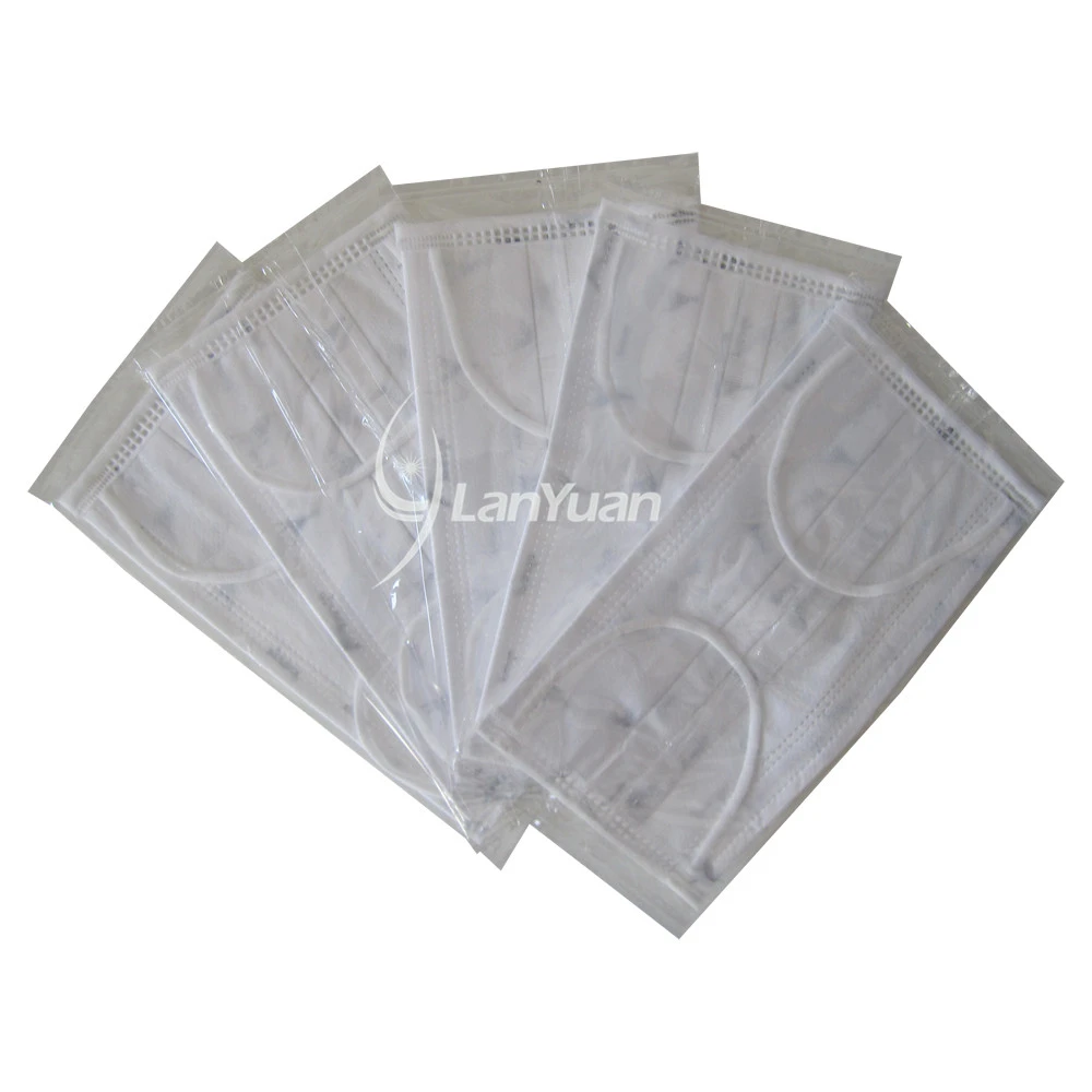 Single Piece Package White Nonwoven Face Mask with Towers Pattern