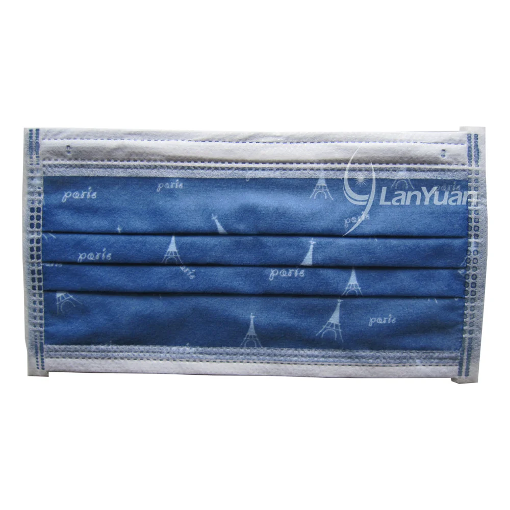 Einteilige Paket Dark Blue Nonwoven-Gesichtsmaske mit Türmen Muster