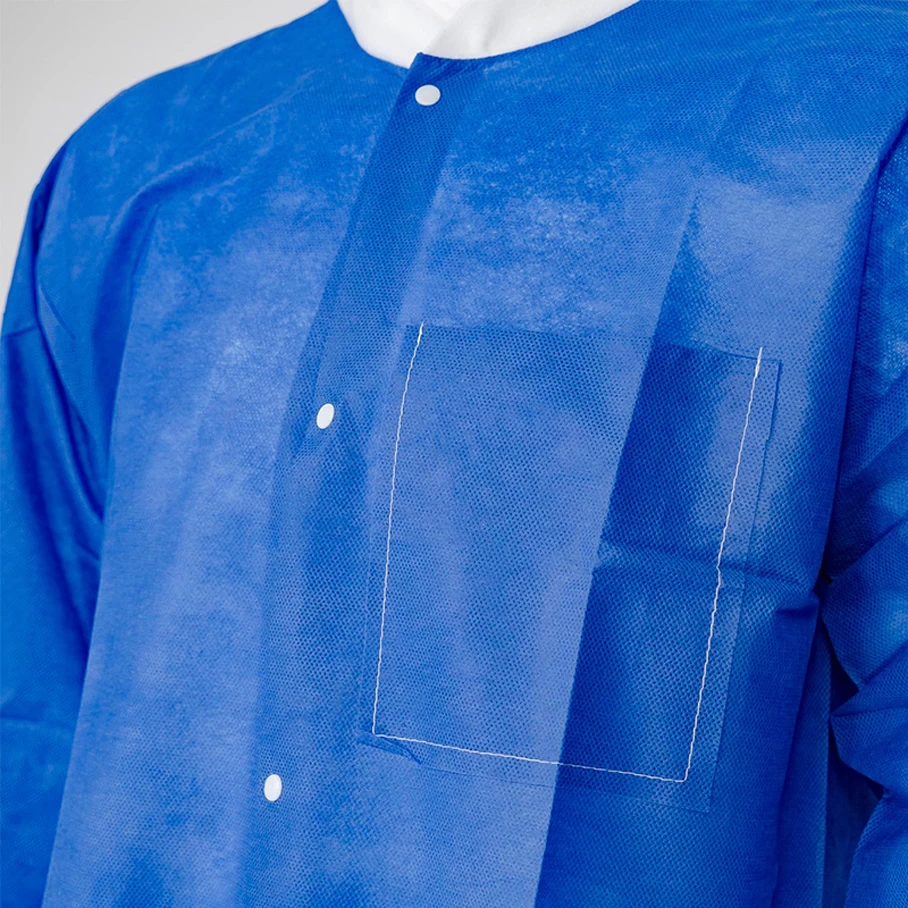 Supplier Disposable Medical Gown PP Nonwoven Lab Coat with Knitted Cuff