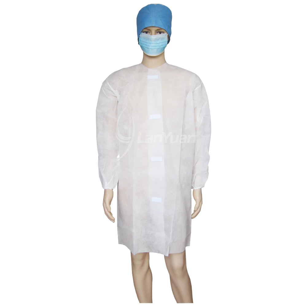Collarless lab coat best sale