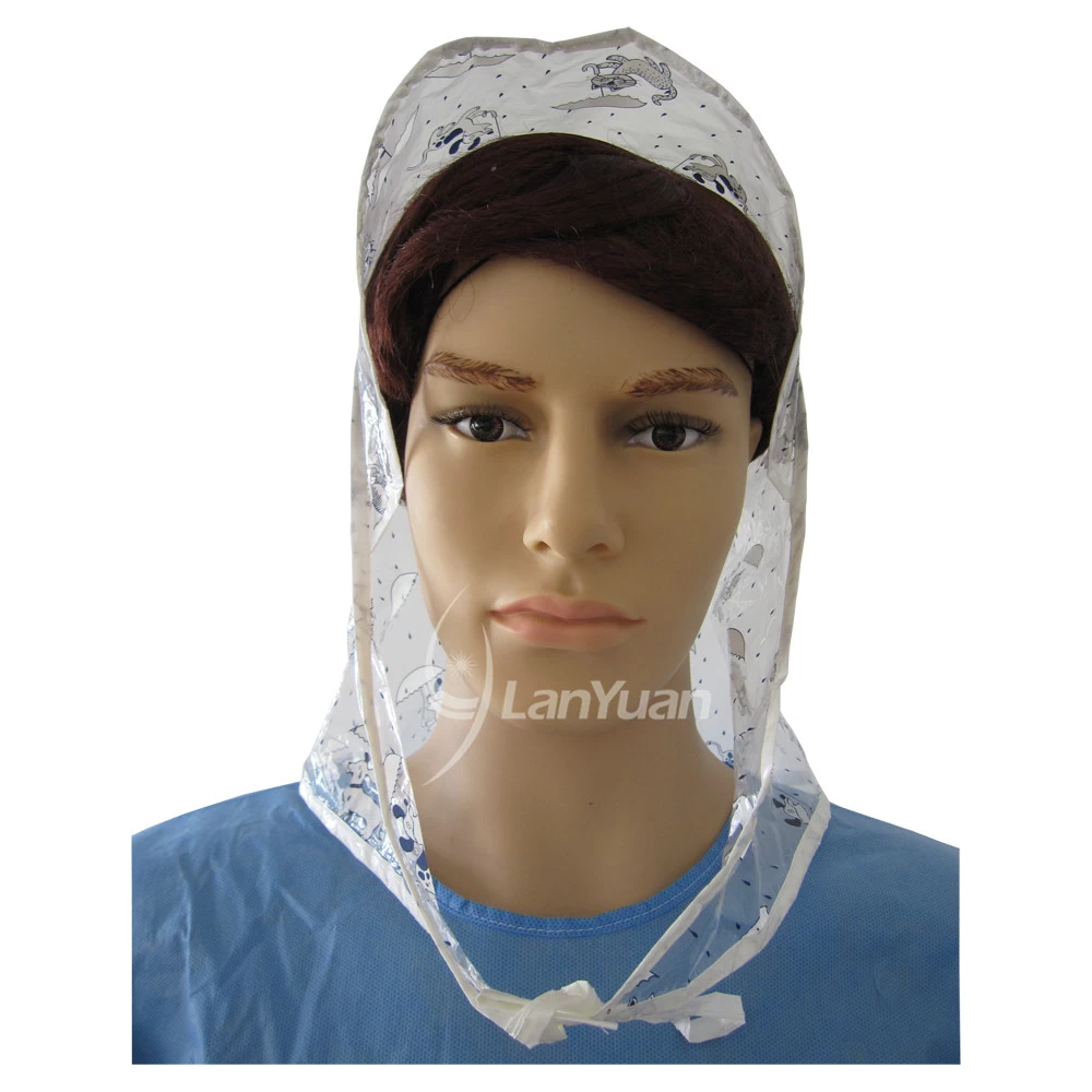 Waterproof and windproof PE Rain Bonnet With Lovely Small Pets Pattern