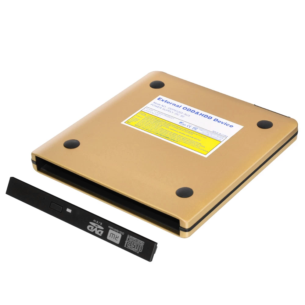 ODPS1203-SU3 Pop-up 12.7mm USB3.0 Aluminium External DVD Case (Gold)