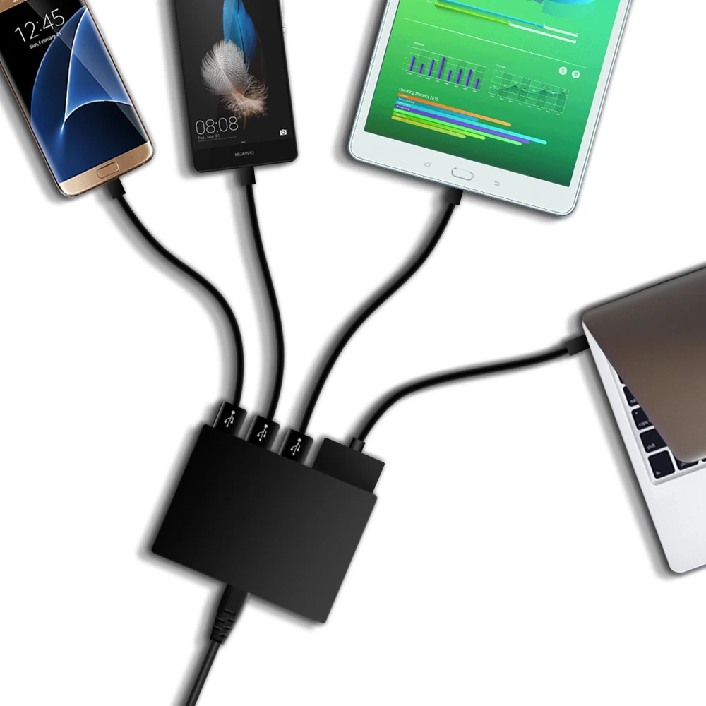 E-sun 60W Multi Port Station de charge 6 Port USB Type-C PD Charger QC3.0  Chargeur rapide pour tablette de téléphone intelligent pour ordinateur  portable