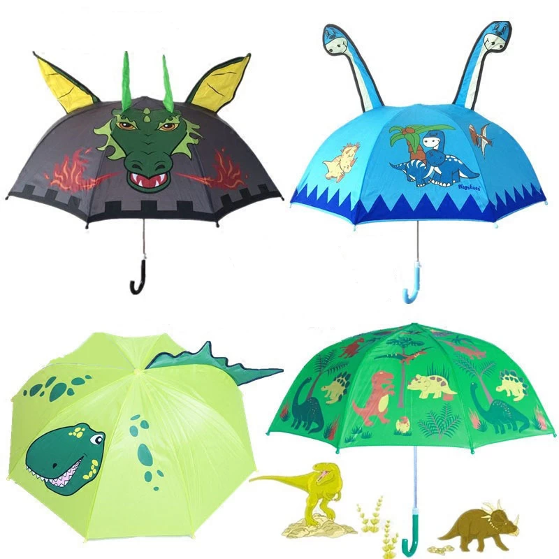 Popular Custom cartoon dinosaur Print Outdoor Use Animal Shape Child Rain Umbrella for Kids