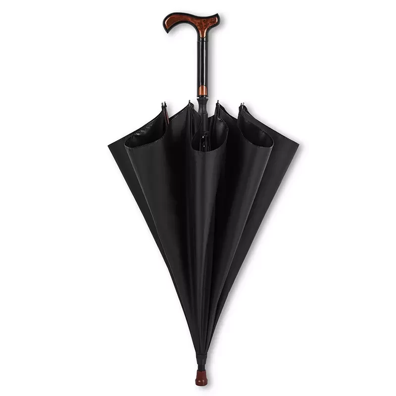 Straight Windproof Umbrella with Walking Stick