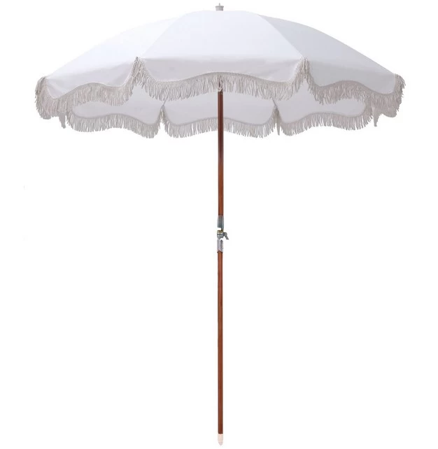 China Outdoor Custom Logo Printing Beach Umbrella with Tassels manufacturer