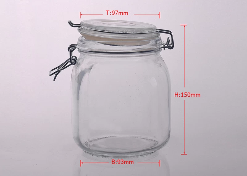 Crystal Food Fruit Sugar Glass Jar Storage Container with Clip Lid 
