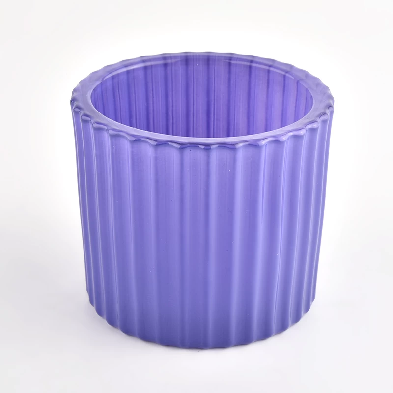 wholesale thick wall glass candle jar with stripe