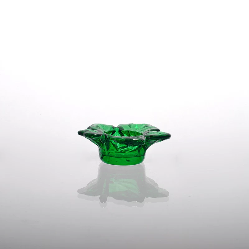 green leaf glass candle jar