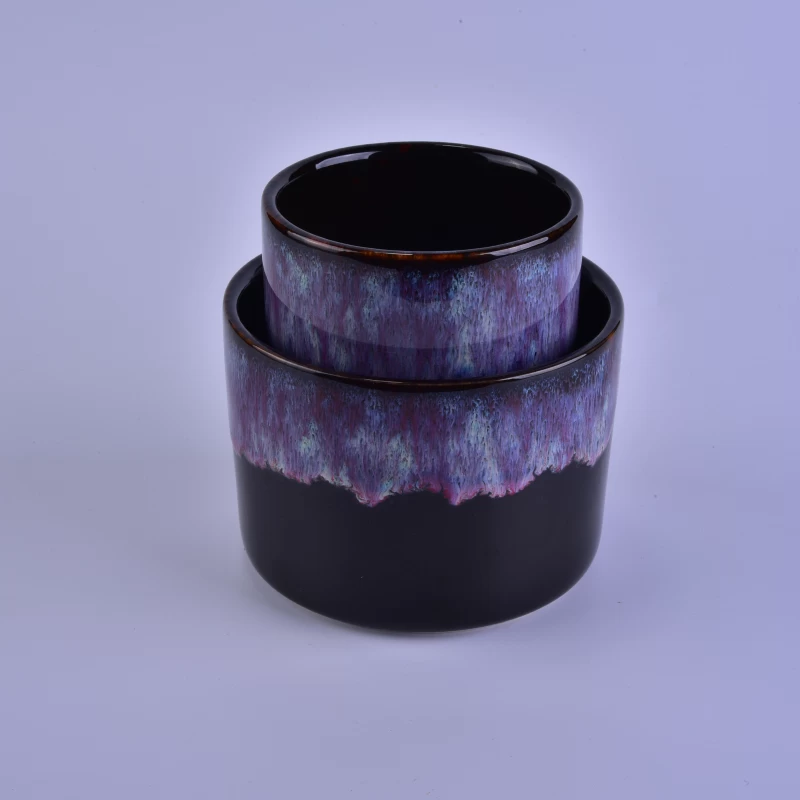 Creative half transmutation glaze ceramic candle jar