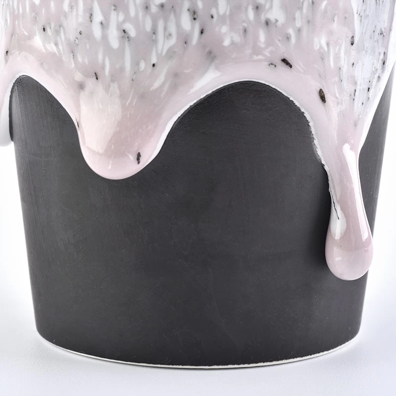 6oz retro matte black ceramic candle holders with lid