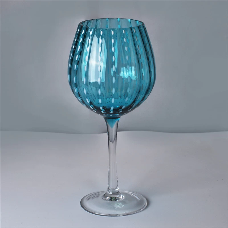 630ml Blue Mouth Blown Martini Glass