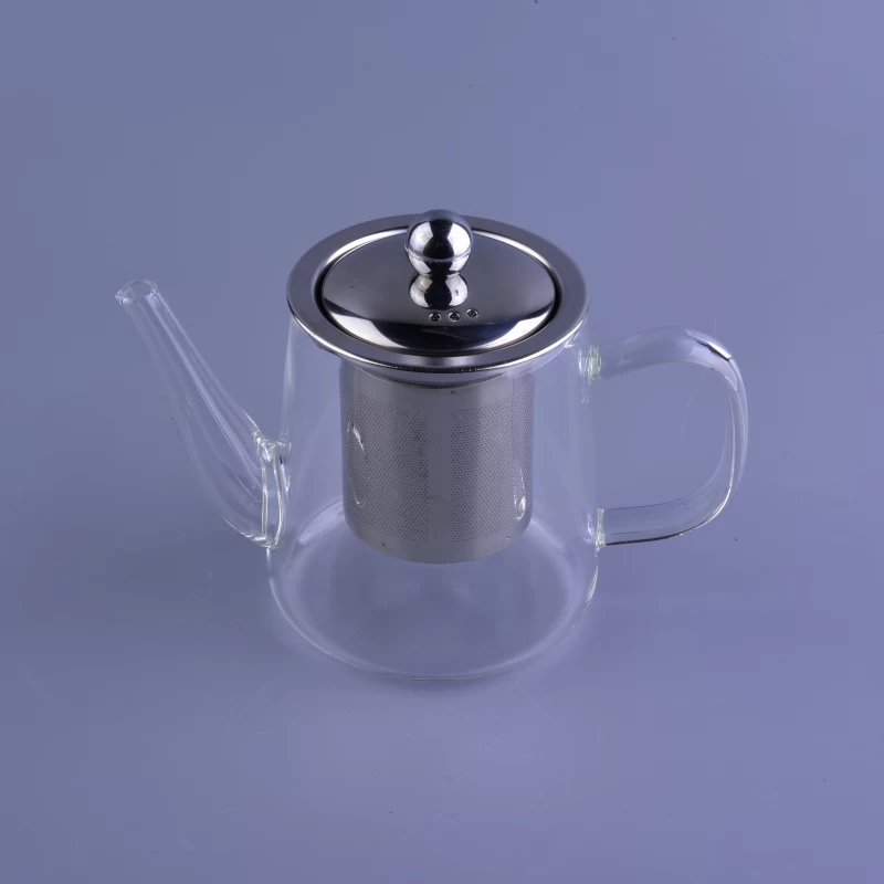 Staight long body borosilicate tea pot glass with filter