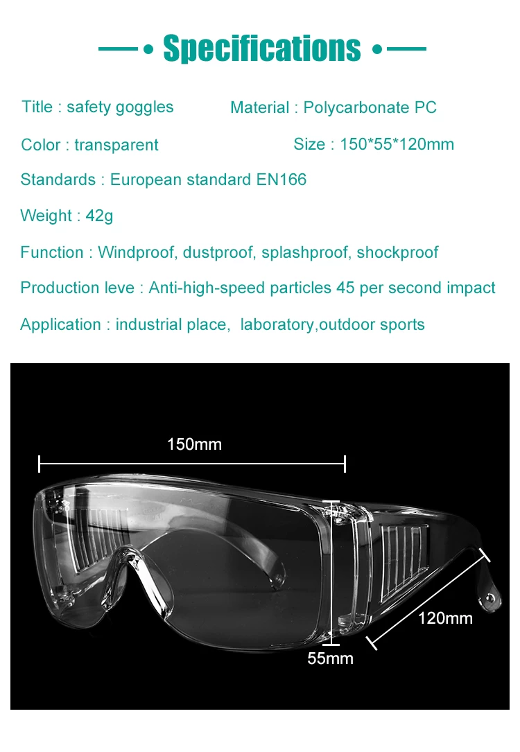 Safety Goggles Transparent Shockproof Glasses for coronavirus protection