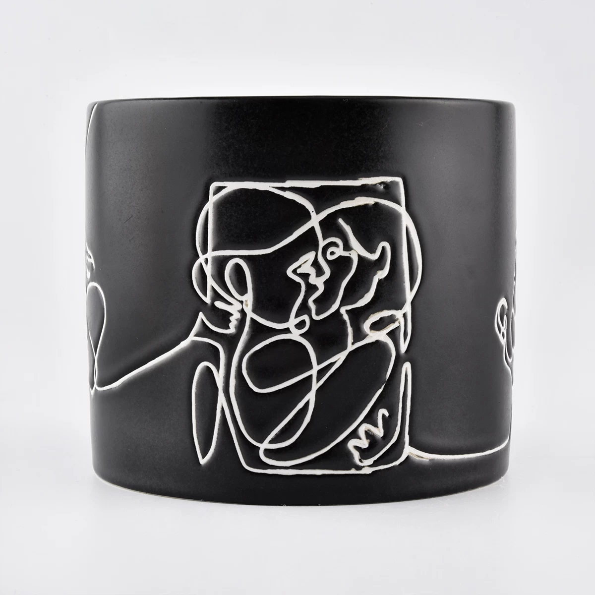 ceramic candle jars with debossing designs