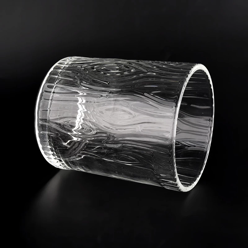 Wholesale clear glass stripey patterned jar for candle making