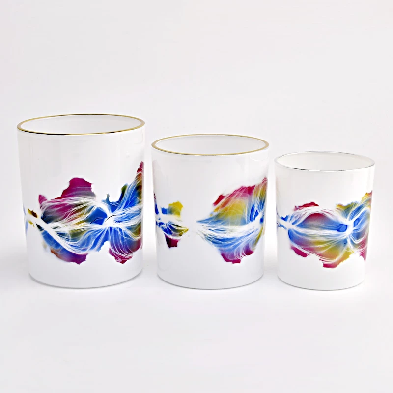 Newly 14oz elegant pattern design glass candle jar wholesale