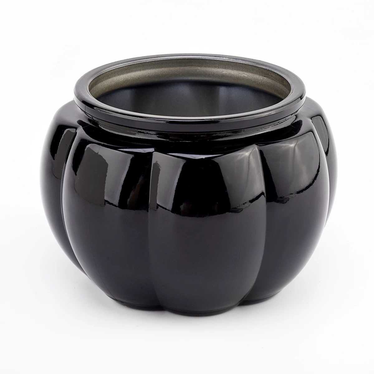 Wholesale Black Pumpkin Shaped Glass Jar With Lids For Candle Making For Candy Storage