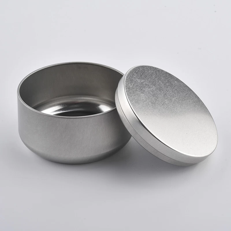 Wholesale 5oz filled wax round candle silver tin box tinplate jar with lids