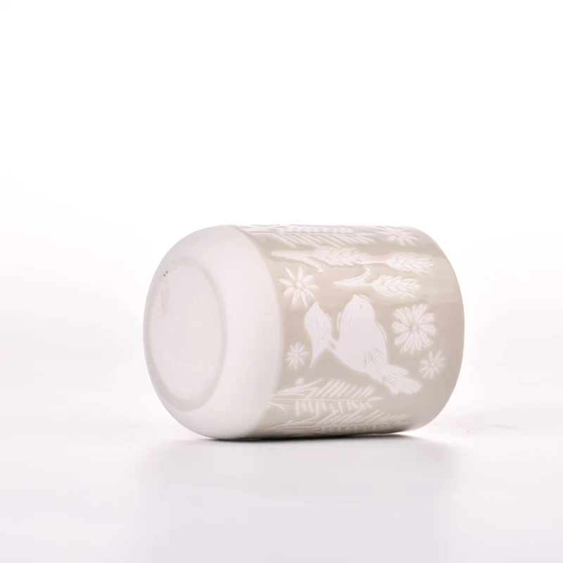 laser engraved pattern votive ceramic candle jars candle vessels