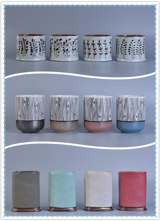 Newly hand painted transmutation glazed ceramic candle jars