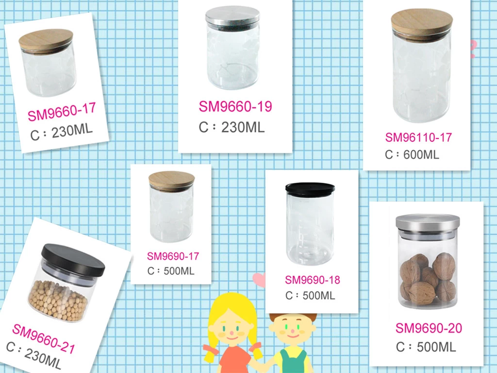 Borosilicate glass jar, storage jar for candy bean food, glass jar with lid