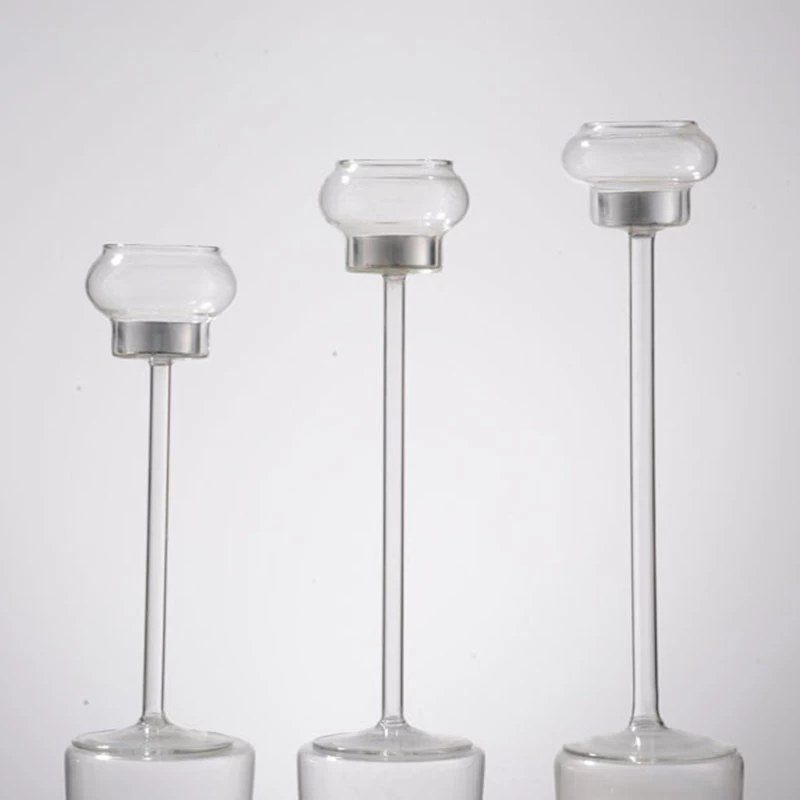 Unique design long-stem glass tealight candle holders