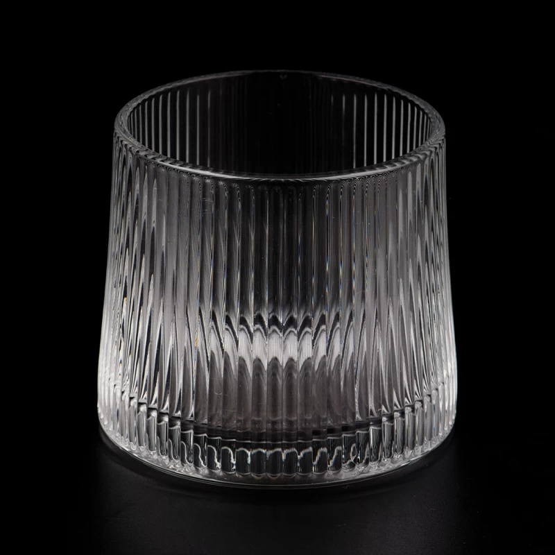 6oz empty glass candle holder vertical stripe clear glass jars