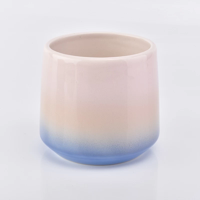 curved bottom multi-color glazed ceramic candle jar