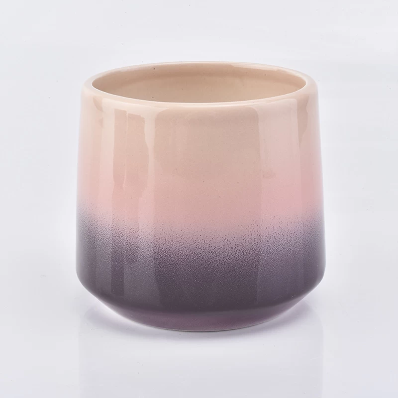 Hot Luxury Double Color Round Bottom Ceramic Candle Holder 10oz Popular Selling Home Decoration