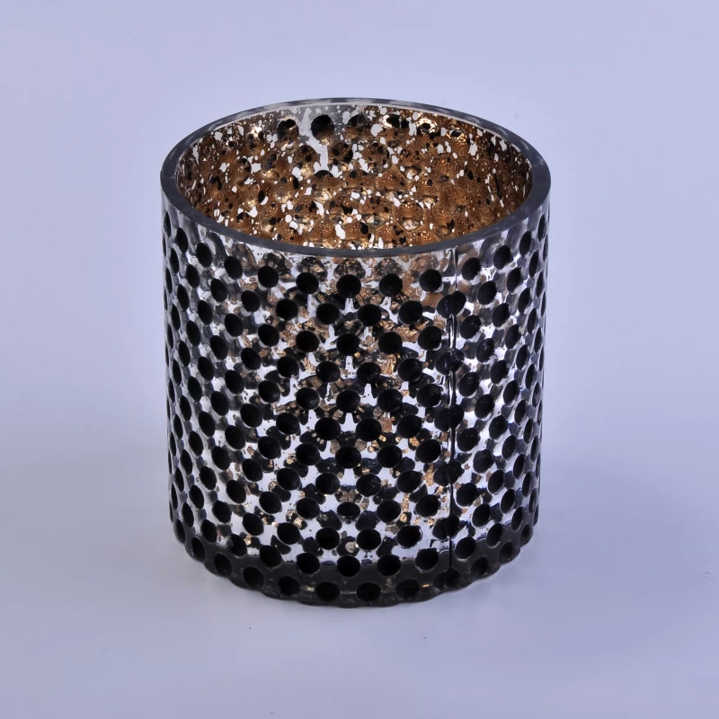 930ml 33oz electroplated sprayed dimpled glass candle holder