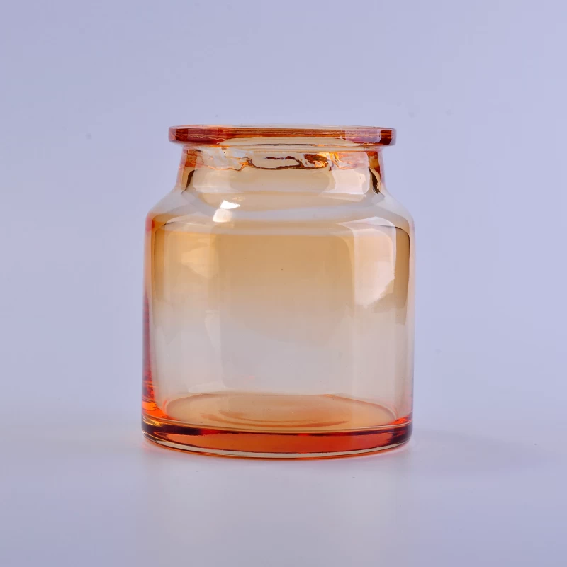 Amber color glass candle jar