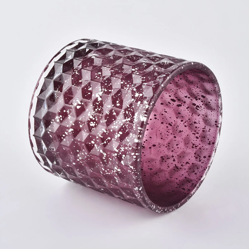 RLuxury Home Decoration Diamond Cut Glass Candle Jar With Lid