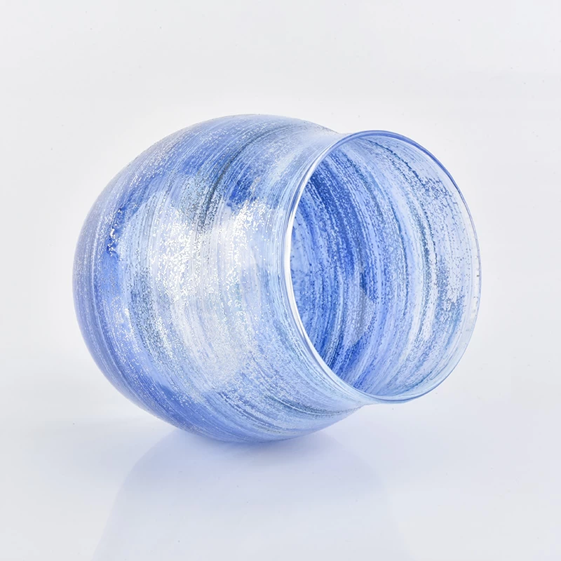 Sky Color Hand Blown Glass Candle Jars