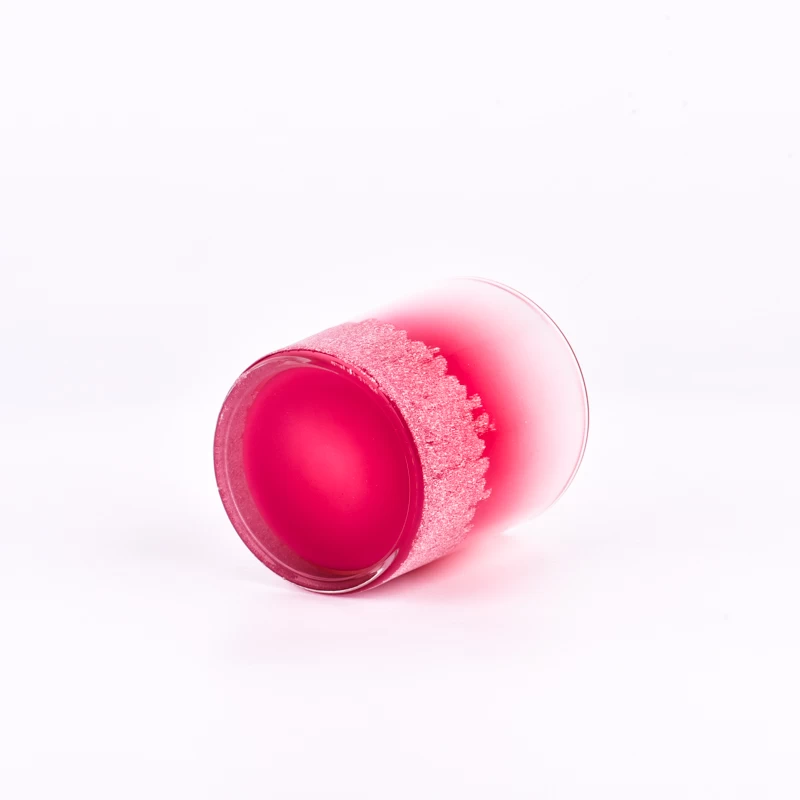 laser engraved effect on pink color glass candle jars 8oz