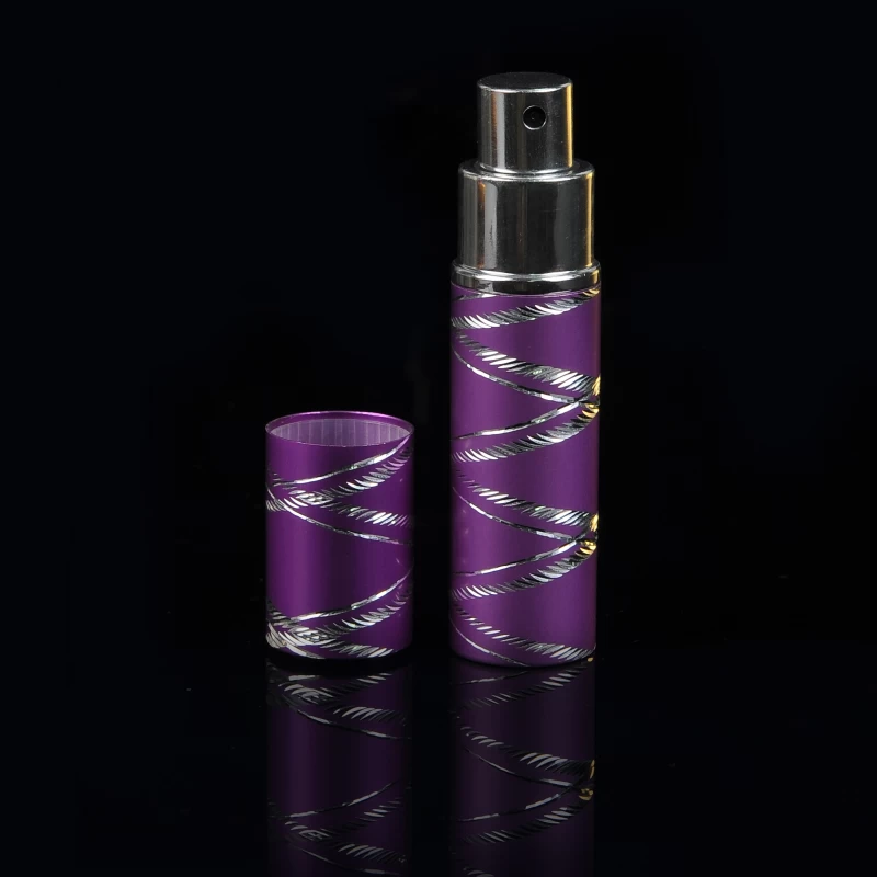 Purple colored perfume glass bottle