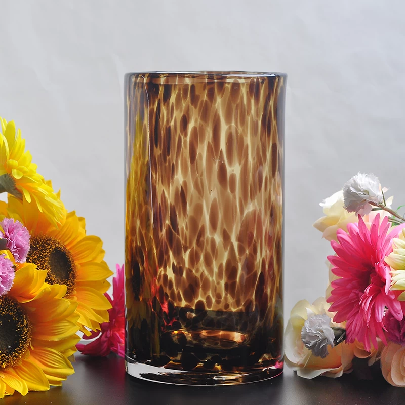 leopard glass vase