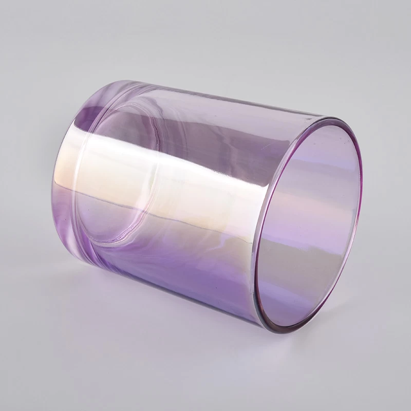 purple holographic decorative glass candle jars for 10oz of wax filling