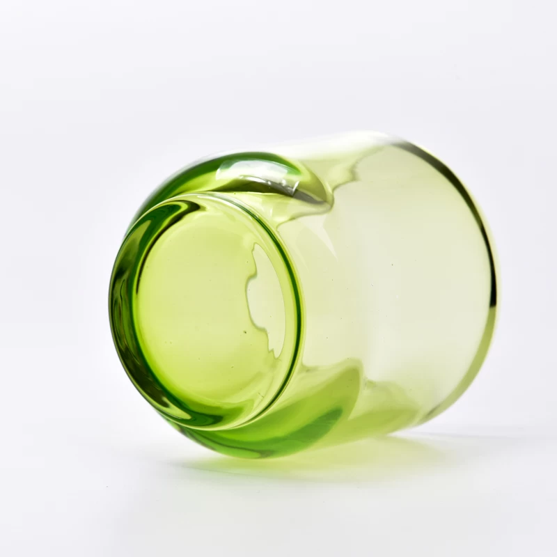 Popular green transparent glass candle holder empty jars wholesale