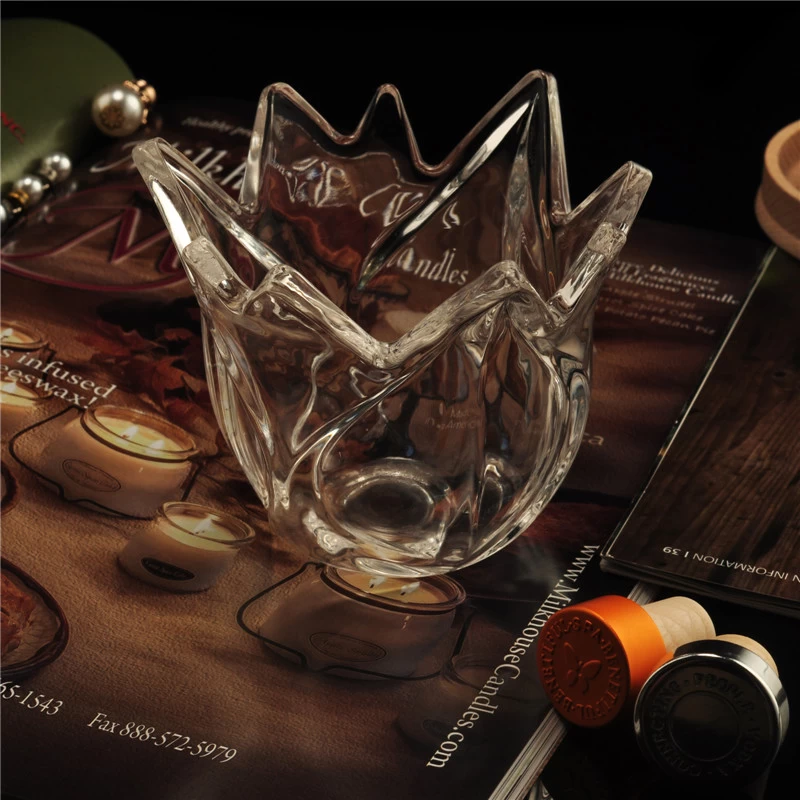 Special shaped clear glass candle jar with lid