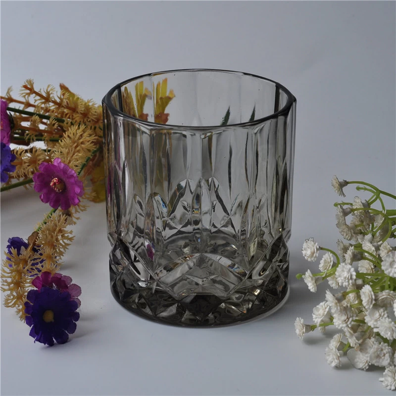 Black engrave glass candle jar