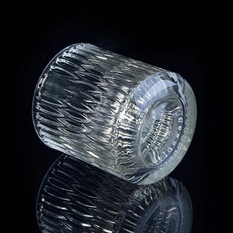 Popular faceted design clear glass cylinder jar for scent candler for decoration